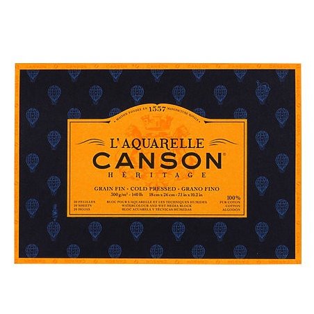 Canson Heritage Cold Pressed Watercolour Pad 300gsm 12" x 9"