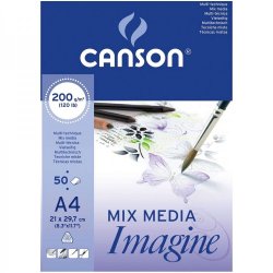 Canson Imagine Mixed Media 200gsm Paper Natural White Pad A4