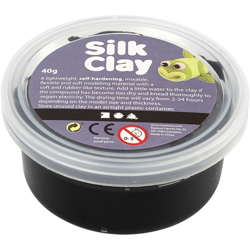 Silk Clay 40g Pots Single Colour Black