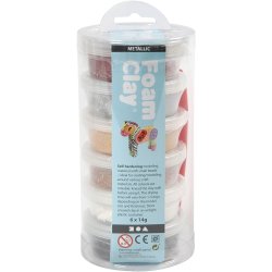 Foam Clay®, Metallic, Assorted Colours, 14 G, 6 Tub