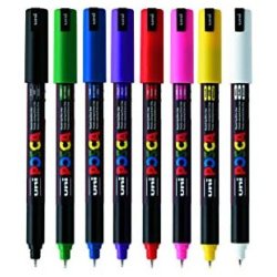 uni Posca Marker Pen PC-1MR Ultra-Fine Set of 8 Assorted