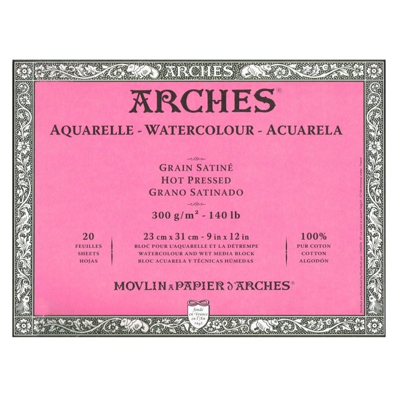 Arches Watercolour Block Hot Pressed Pad 9" X 12"