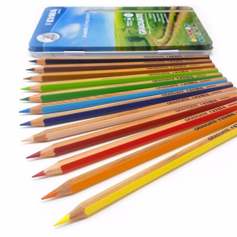 Lyra Graduate Colour Pencils Tin of 12 Assorted Colours Lyra Graduate Colour Pencils Tin of 12 Assorted Colours