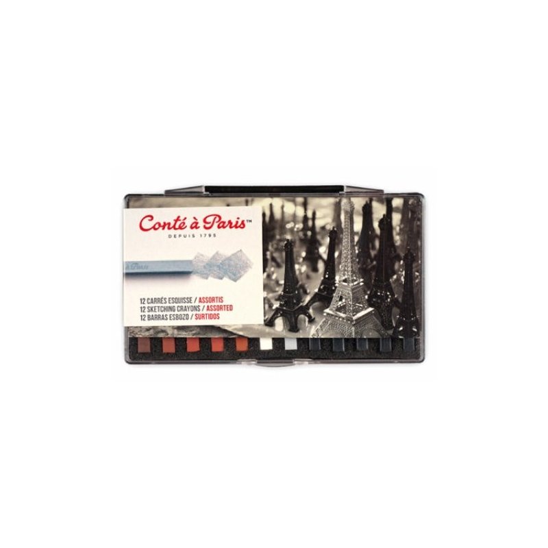 Conte A Paris Carres Set of 12 Assorted Sketching Crayons