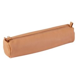 Clairefontaine 5.5 x 21 cm Leather Round Pencil Case, Beige