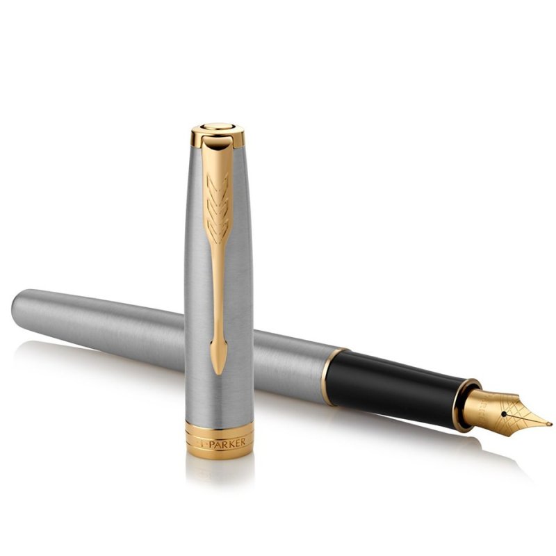 Parker Fountain Pen Stainless Steel Gold Trim