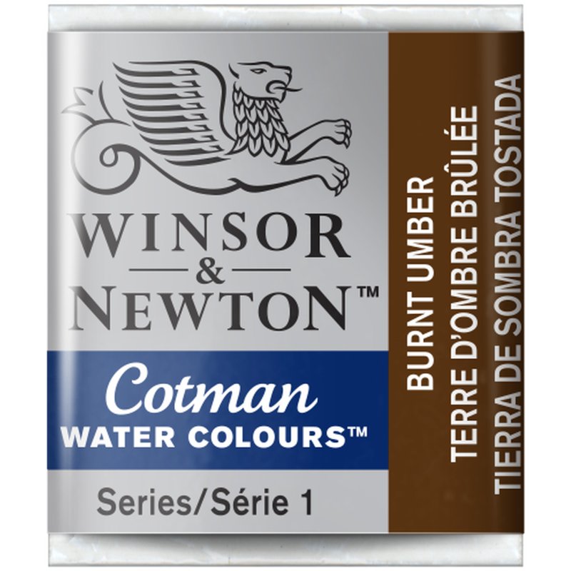 Burnt Umber Winsor & Newton Cotman Watercolour Paint Half Pan