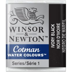 Ivory Black  Winsor & Newton Cotman Watercolour Paint Half Pan