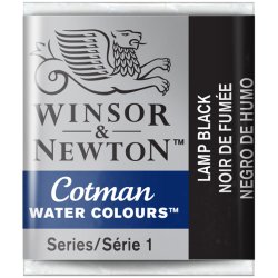 Lamp Black  Winsor & Newton Cotman Watercolour Paint Half Pan