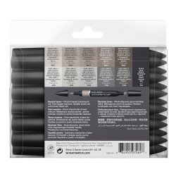 Winsor & Newton Brush Marker Set of 12 Neutral Tones