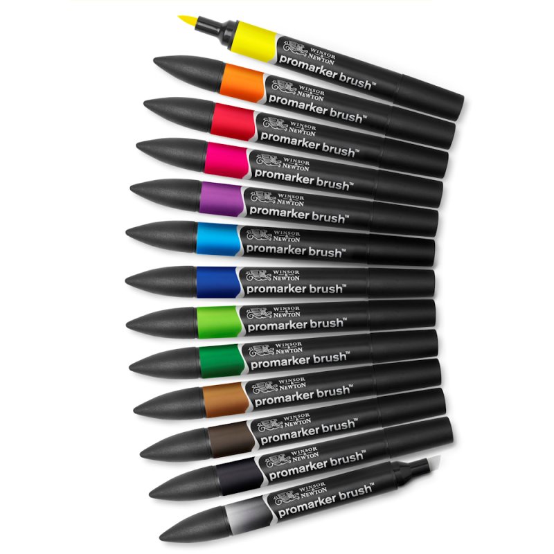 Winsor & Newton ProMarker Brush Set of 12 Vibrant Pens