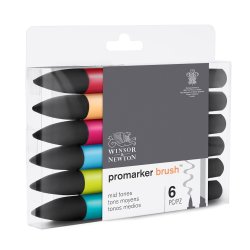 Winsor & Newton ProMarker Brush 6 Mid Tones Set