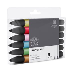 Winsor & Newton ProMarker 6 Piece Mid Tones Set