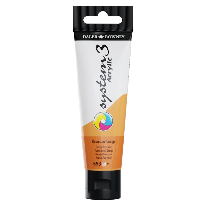 Daler Rowney System 3 Acrylic 59ml - Fluorescent Orange Daler Rowney System 3 Acrylic 59ml - Fluorescent Orange