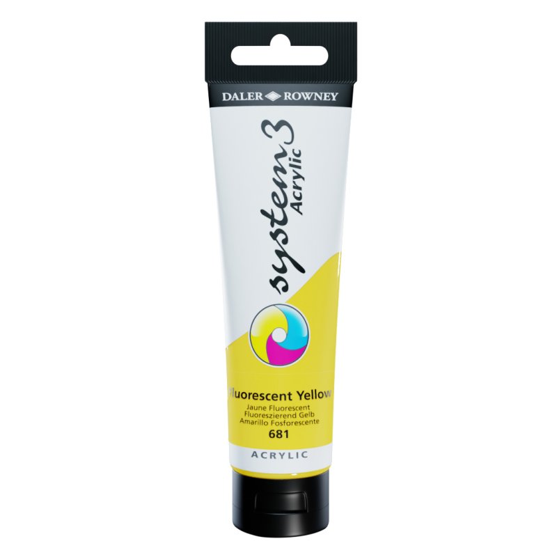 Daler Rowney System 3 Acrylic 150ml - Fluorescent Yellow Daler Rowney System 3 Acrylic 150ml - Fluorescent Yellow