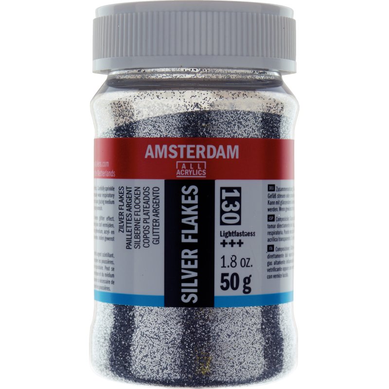 Amsterdam Acrylic Glitter Flakes 50g - Silver Amsterdam Acrylic Glitter Flakes 50g - Silver