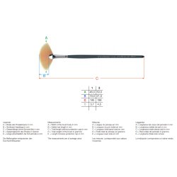 Series 400 NOVA Synthetic Hobby Fan Blender Brush - Size Chart