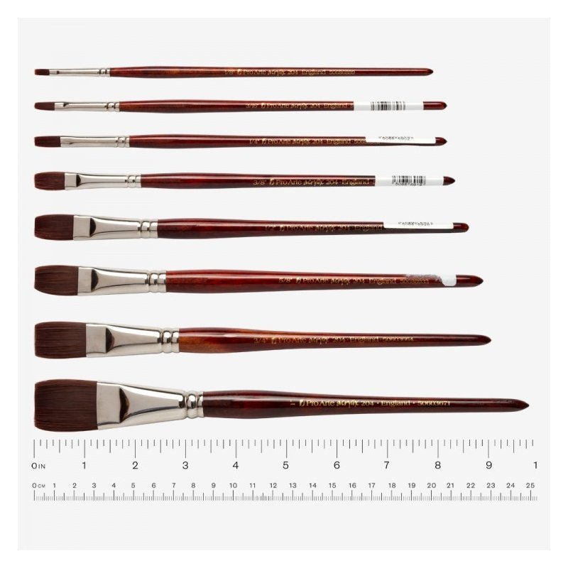 Pro Arte Acrylix Series 204 Short handle One Stroke Flat Painting Brushes