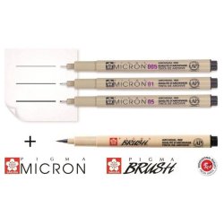 Sakura Pigma Micron Set of 6 Fineliners & 1 Brush Pen