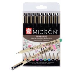 Sakura Pigma Micron Fineliners - Set of 9 Colours