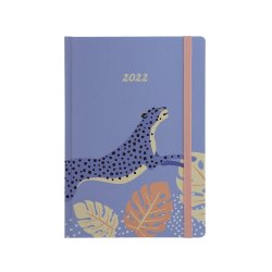 Cheetah A5 Week to View Diary 2022 - Blue