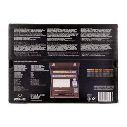 Rembrandt Professional Watercolour Paint, Wood Box Professional Set, 28 Half Pans + 7 Accessories, General colour Selection