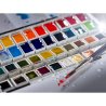 The National Gallery Water Colour Wooden Box Set with 24 Colours in Half Pans + 3 Accessories