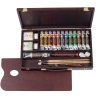 Rembrandt Oil colour Paint Professional Wood Box Set, 12x40ml Tubes + 1x60ml Tube + 11 Accessories