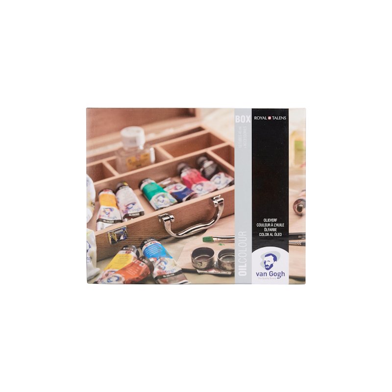 Van Gogh Oil Colour Wooden Box Set Basic with 10 Colours in 40ml Tube + Accessories