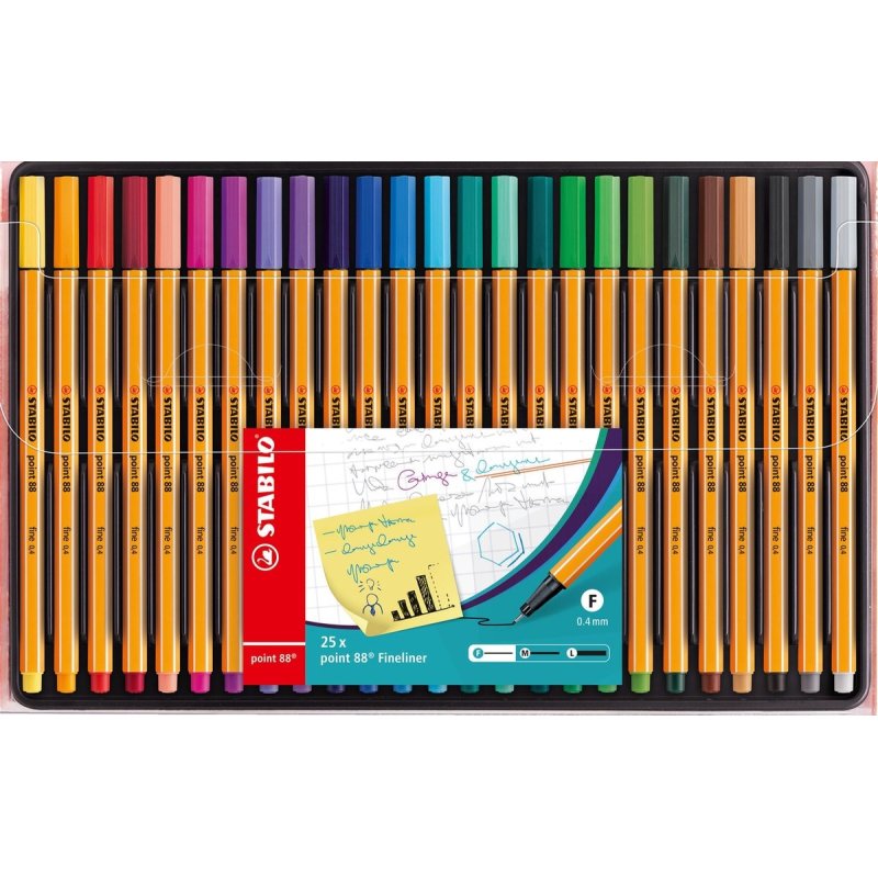 STABILO Point 88 Fineliner Pens Assorted Pack of 25