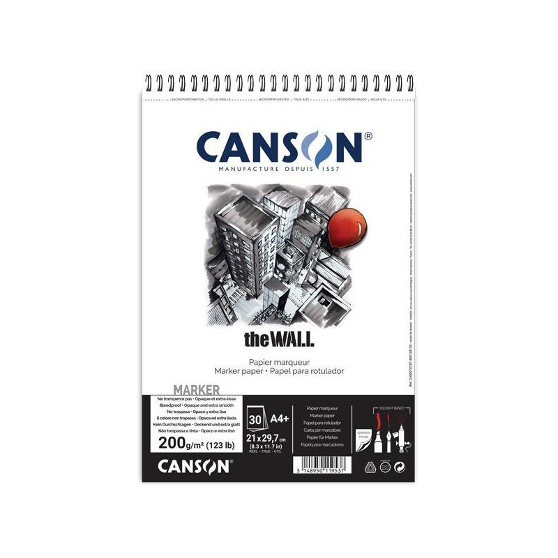 Canson The Wall A4+ 200gsm Pads Marker Paper