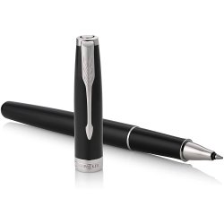 Parker Sonnet Black Chrome Trim Ball Pen & Rollerball Set