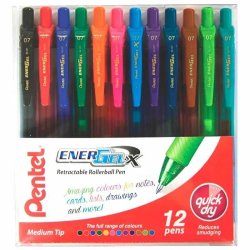 Pentel EnerGel x BL107 RT Gel Ink Rollerball Pens - Assorted 12 Pack