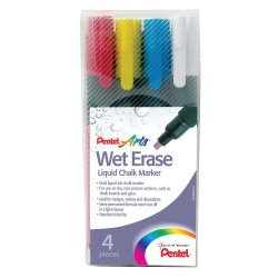 Pentel Liquid Chalk Marker Chisel Tip Assorted (Pack of 4)