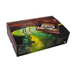 Daler Rowney Artists Watercolour Half Pan Deluxe Wooden Box Set - Small