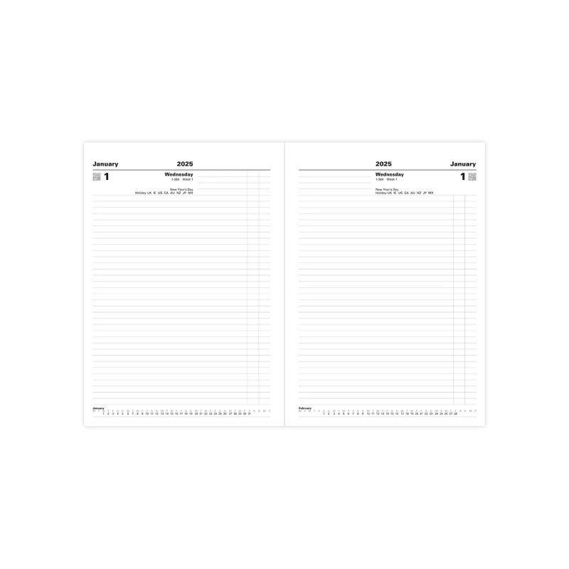 Standard A4 Day to Two Pages Diary 2025 English