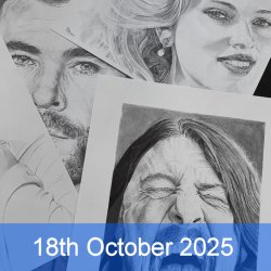 Portrait photorealism in graphite pencil, applying a grid method with Ron Fisher (Cambridge)