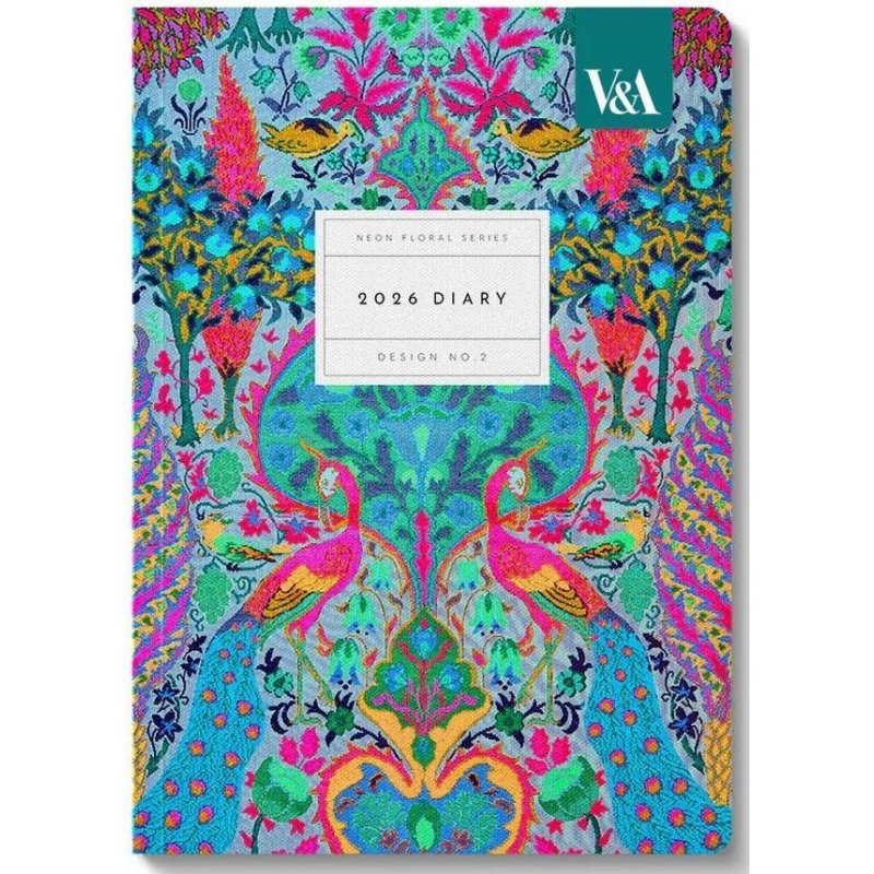 V & A Neon Floral Peacock Diary 2026