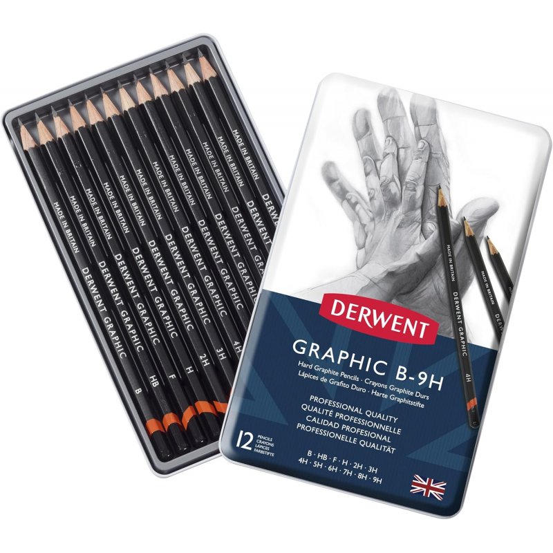 Derwent Graphic Hard Pencils 12 Tin