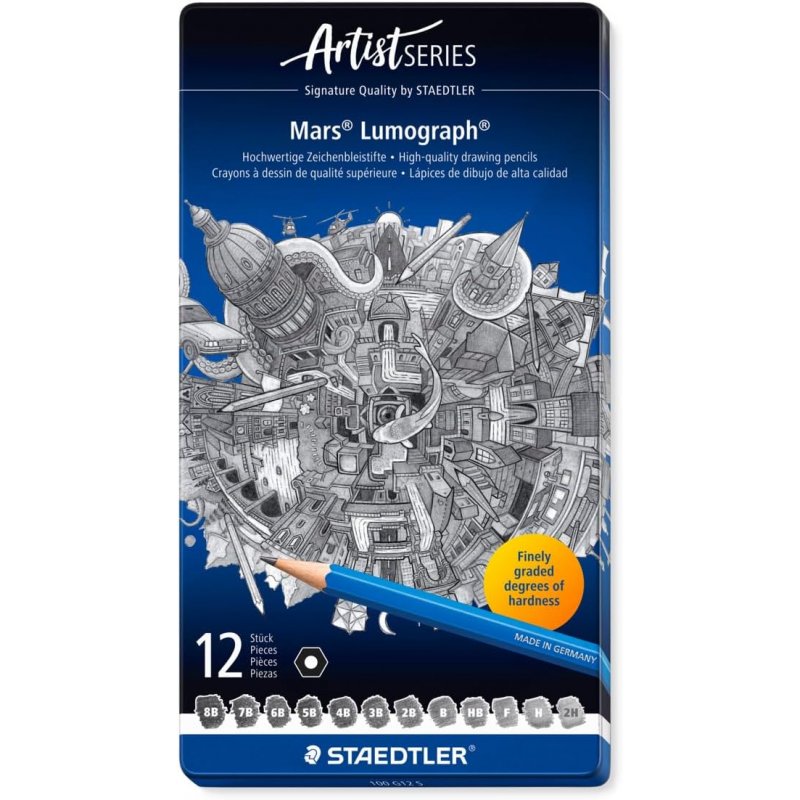 STAEDTLER 100 G12 Mars Lumograph Graphite Pencils For Drawing & Sketching