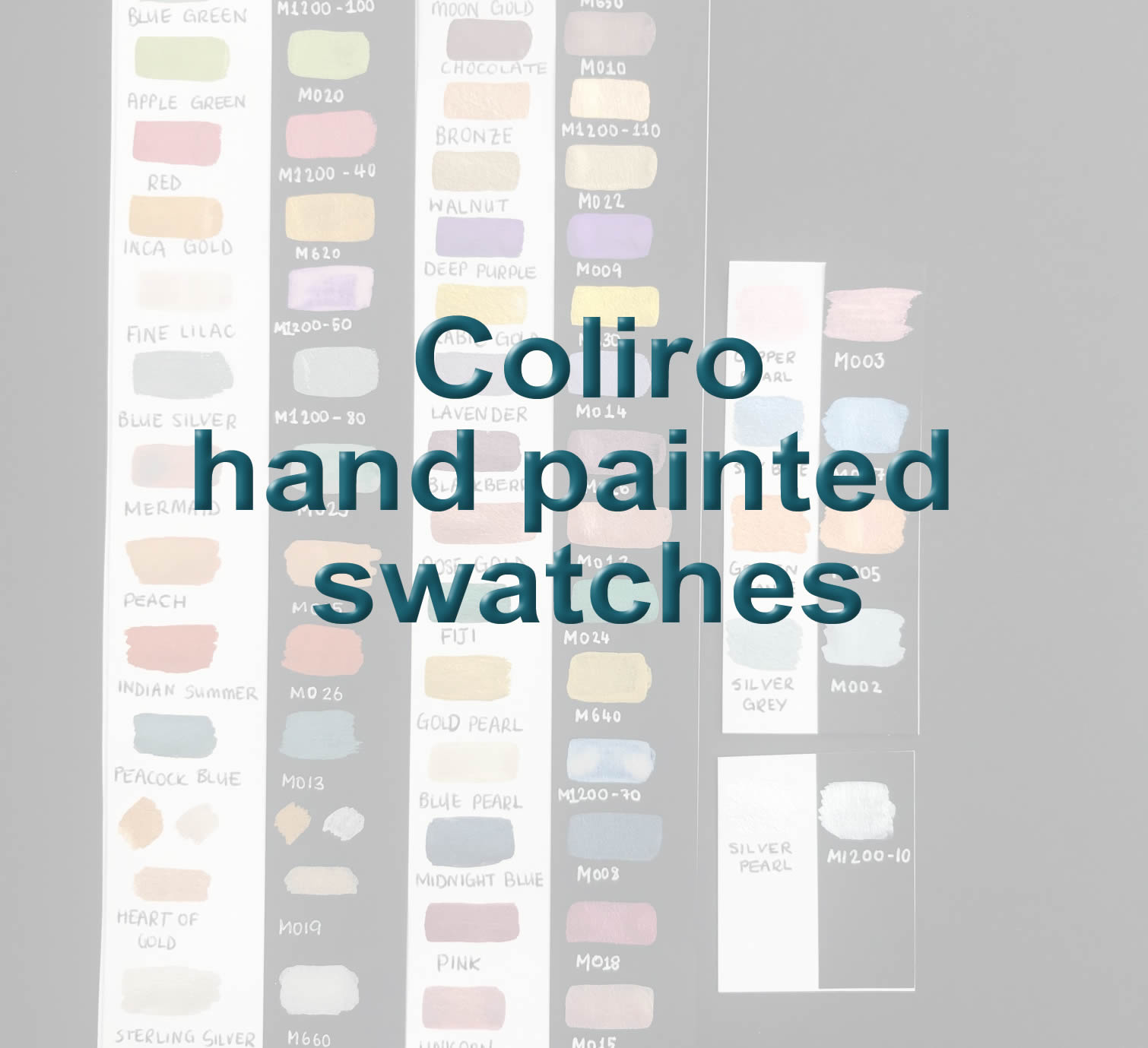Hand crafted Coliro Swatches by Hannah and Tash